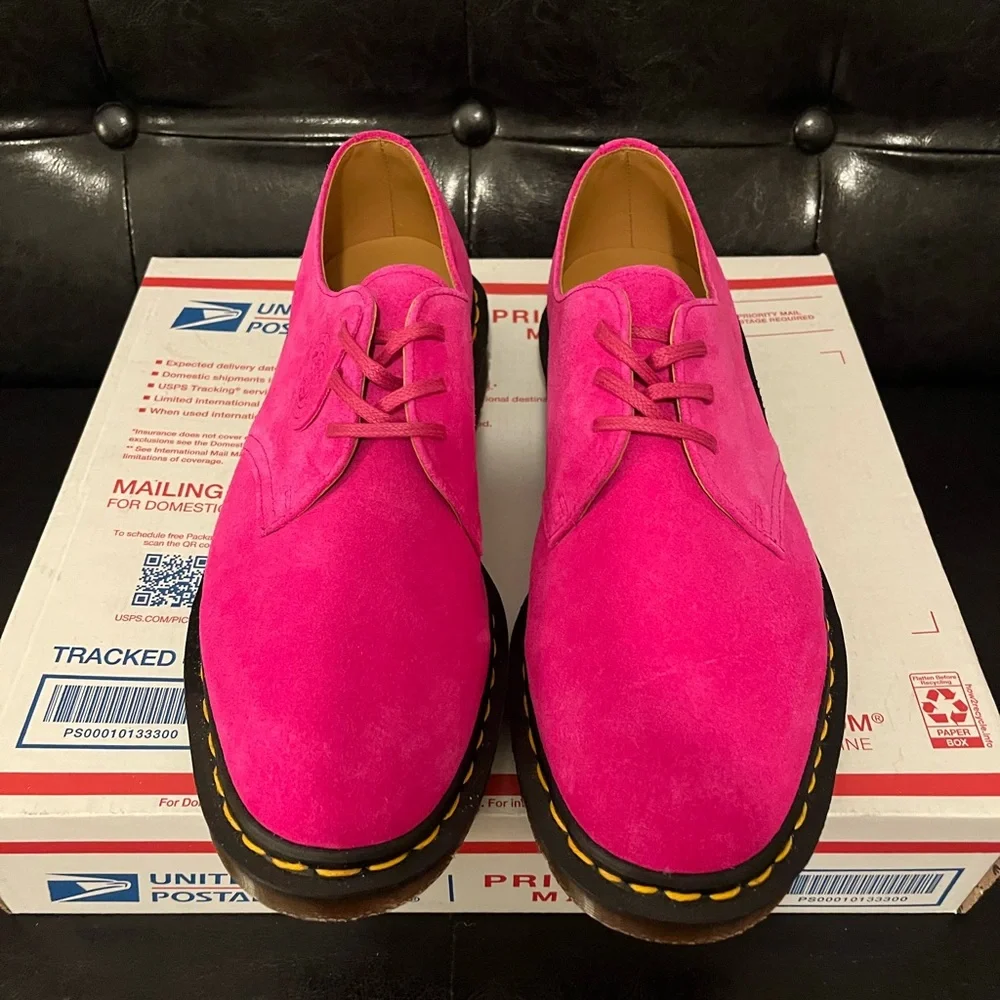 Dr. Martens 1461 Made in England Buck Suede Oxford‎ Shoes Pink Size 8